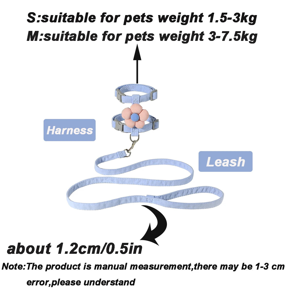 Breathable Adjustable Harness & Leash Set for Cats and Small Dogs
