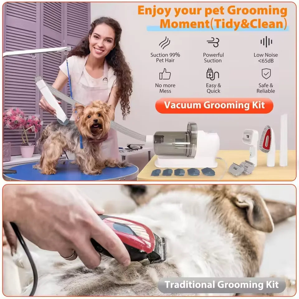 6-in-1 Pet Grooming Vacuum Kit | 2.5L | CE, RoHS & FCC Certified | Dogs & Cats