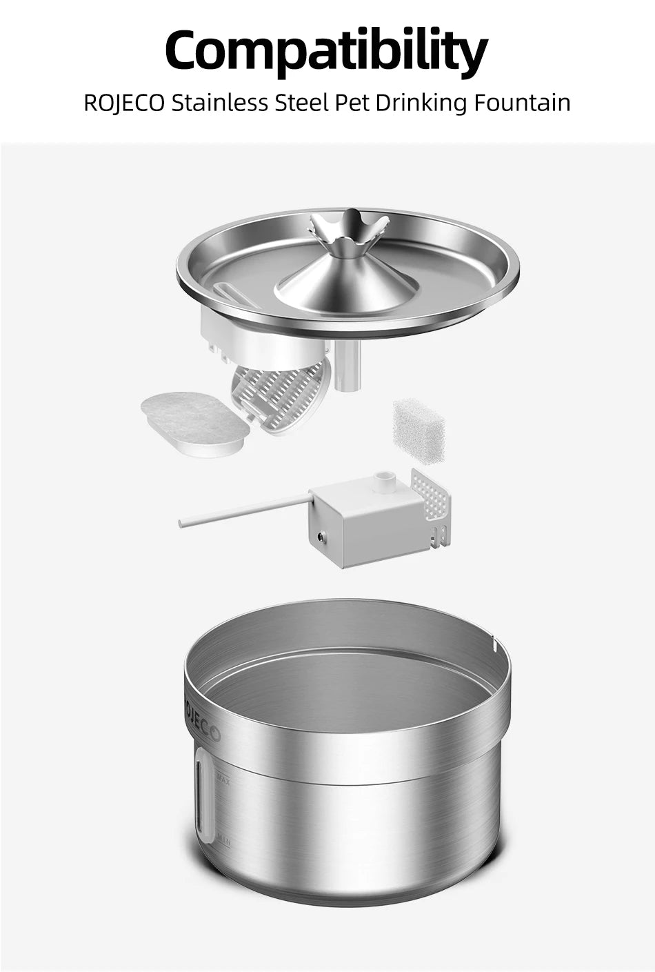 Pompe à eau de remplacement pour fontaine à eau pour chat de 2 L