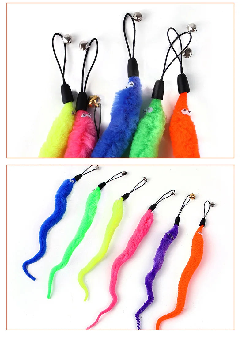 Interactive Cat Wand Toy - Feather and Bell Teaser Stick for Kittens