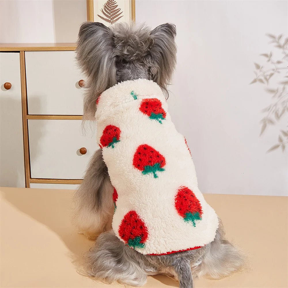 Cartoon Print Plush Vest for Small Dogs & Cats | Autumn Winter