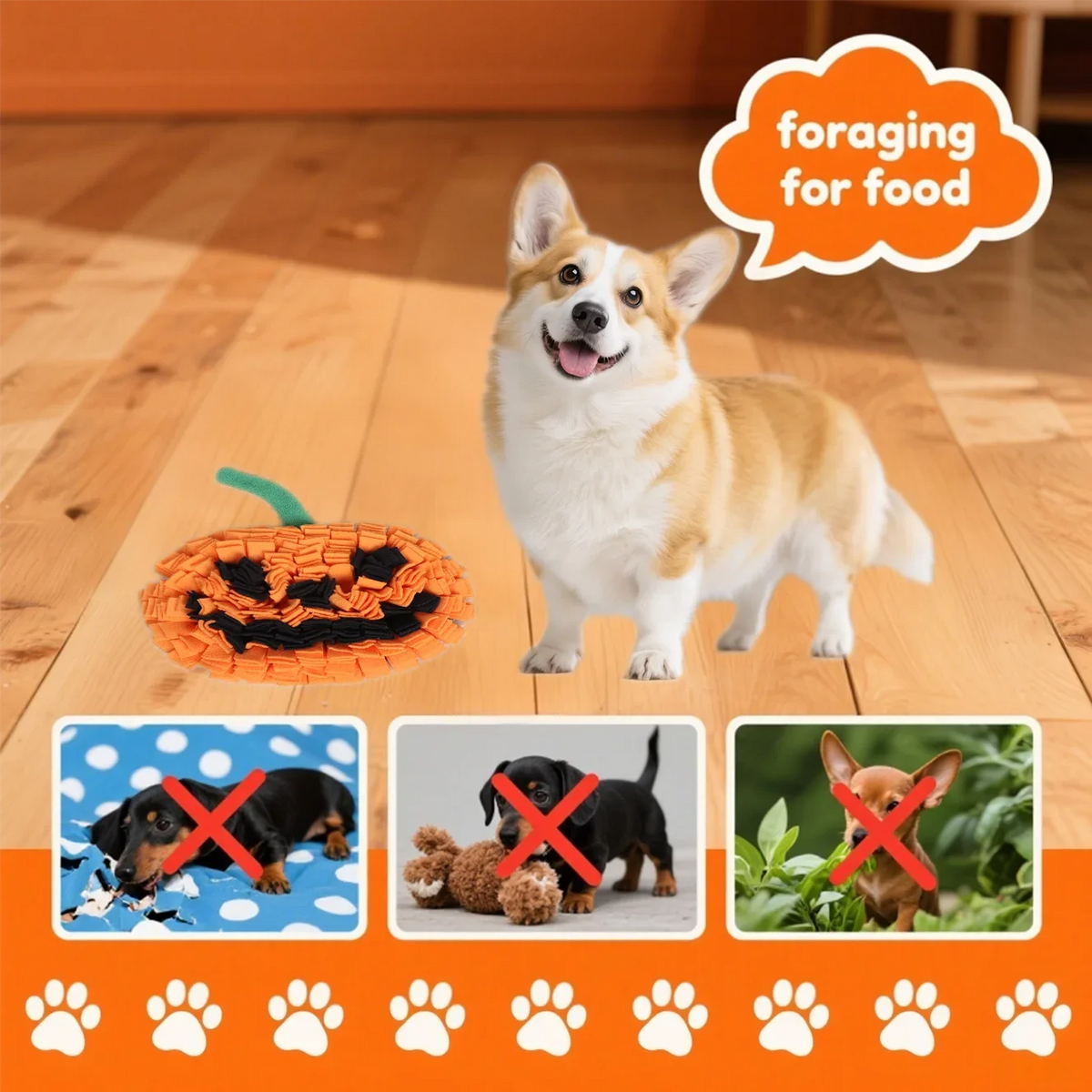 Halloween Pumpkin Dog Snuffle Mat
