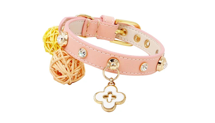Rhinestone Genuine Leather Dog & Cat Collar