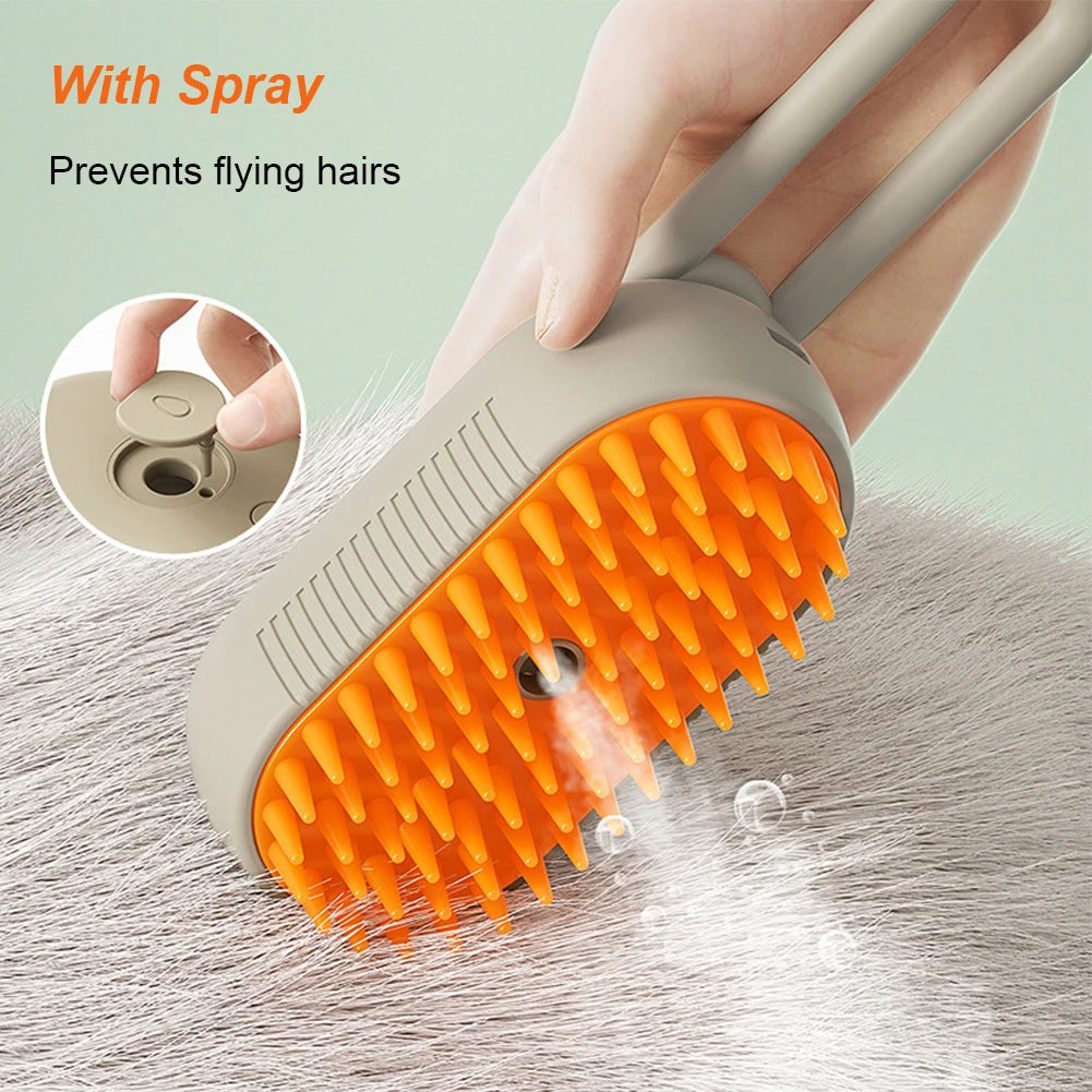 3-in-1 Electric Steam Spray Grooming Brush for Cats & Dogs