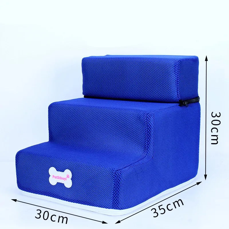 Anti-Slip Pet Stairs with Removable Washable Cover – 2 or 3 Step Ramp for Dogs & Cats