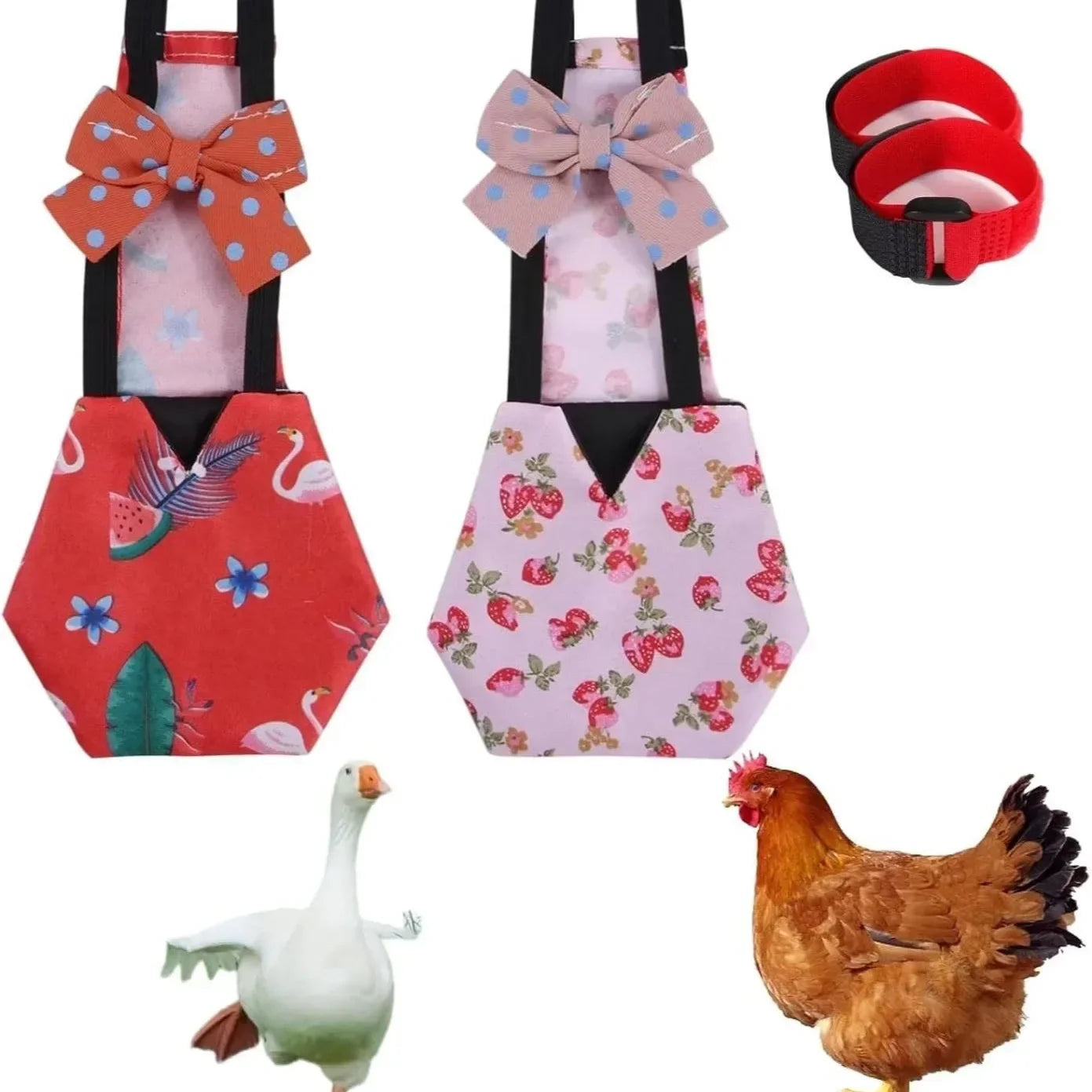 Washable Duck & Chicken Diaper Flight Suit with Bowknot – S, M, L