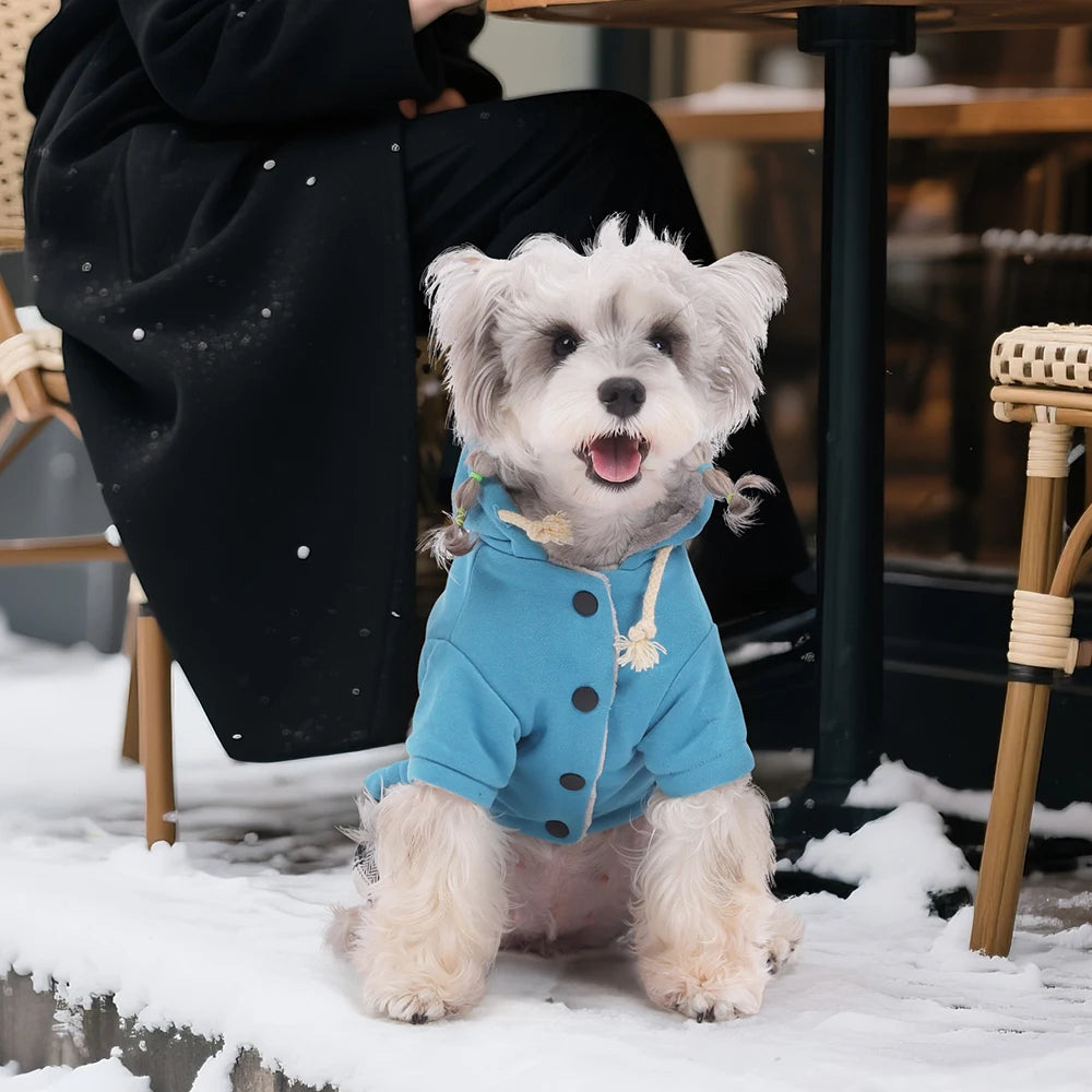 Thickened Fleece Dog Jumpsuit with Hood
