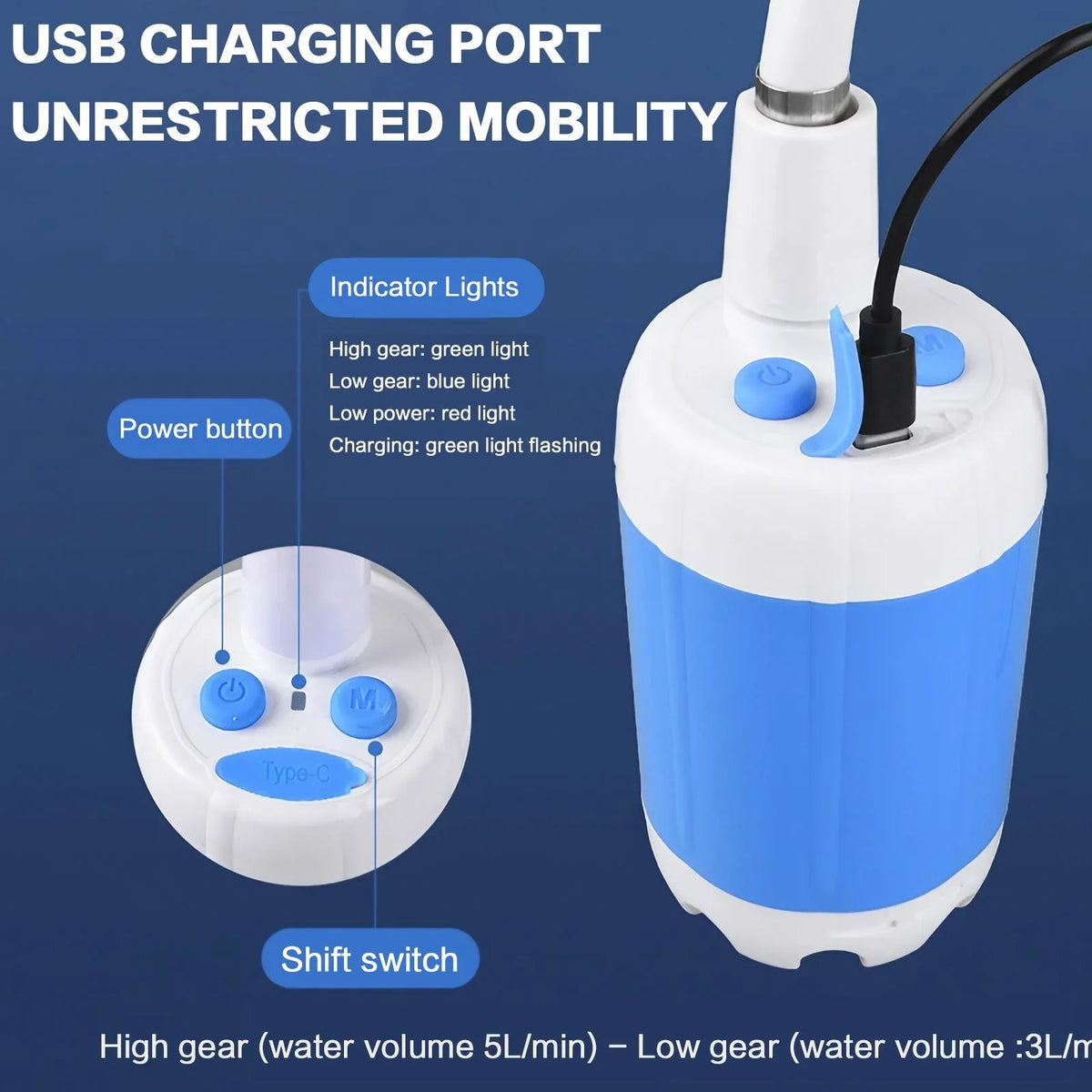 Portable Rechargeable Handheld Shower for Dogs & Outdoor Use