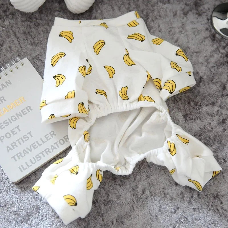 Soft Cotton Printed Pyjama Jumpsuit for Small Dogs