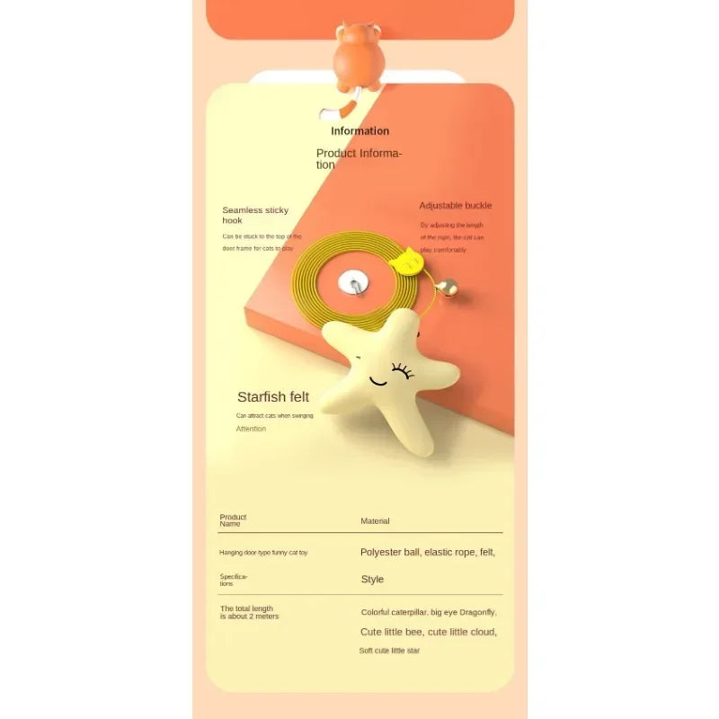 Cat Elastic Rope Toy with Bell and Door Hanger