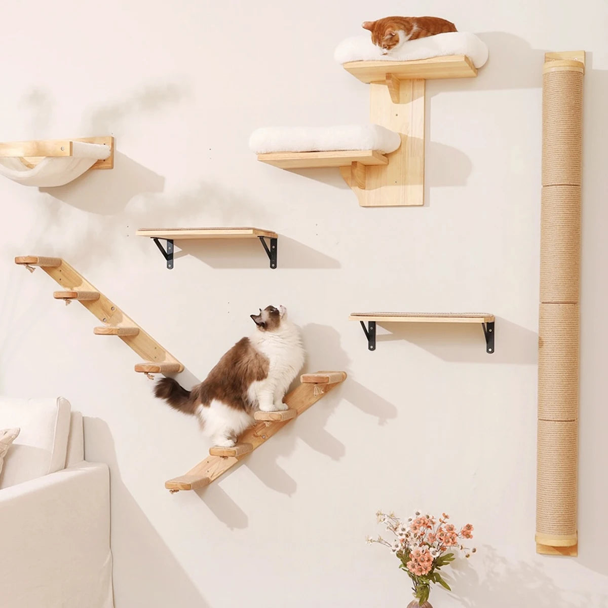 Wooden Wall-Mounted Cat Climbing Furniture