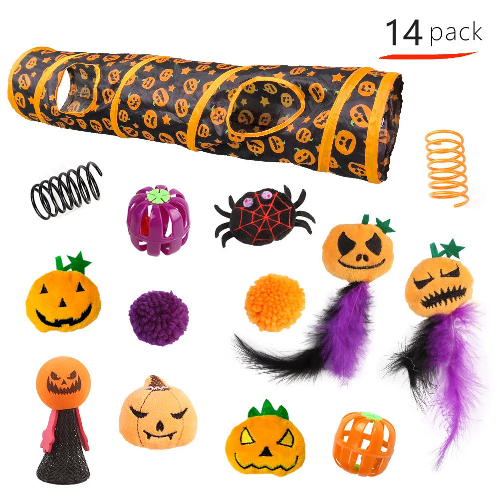 Halloween Cat Toy Variety Set with Wand, Mouse and Bell