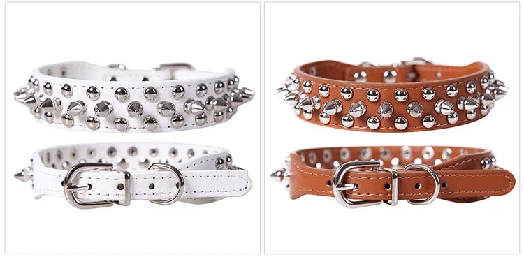 PU Leather Punk Rivet Spiked Collar for Small Dogs & Cats