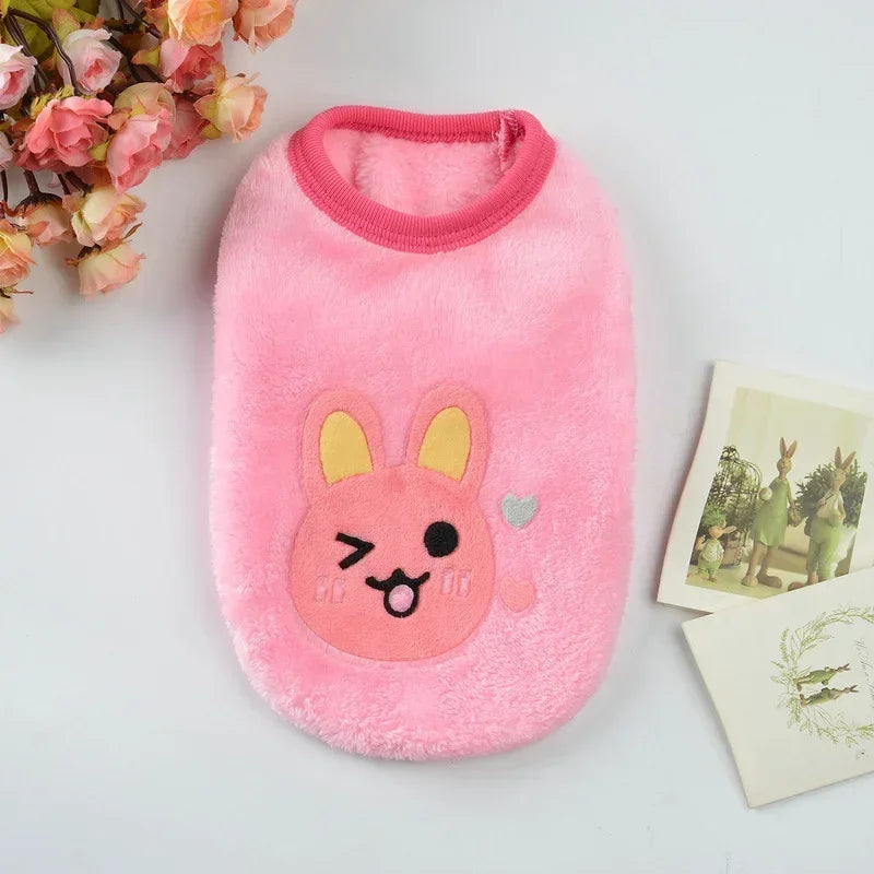 Cartoon Print Plush Vest for Small Animals & Kittens
