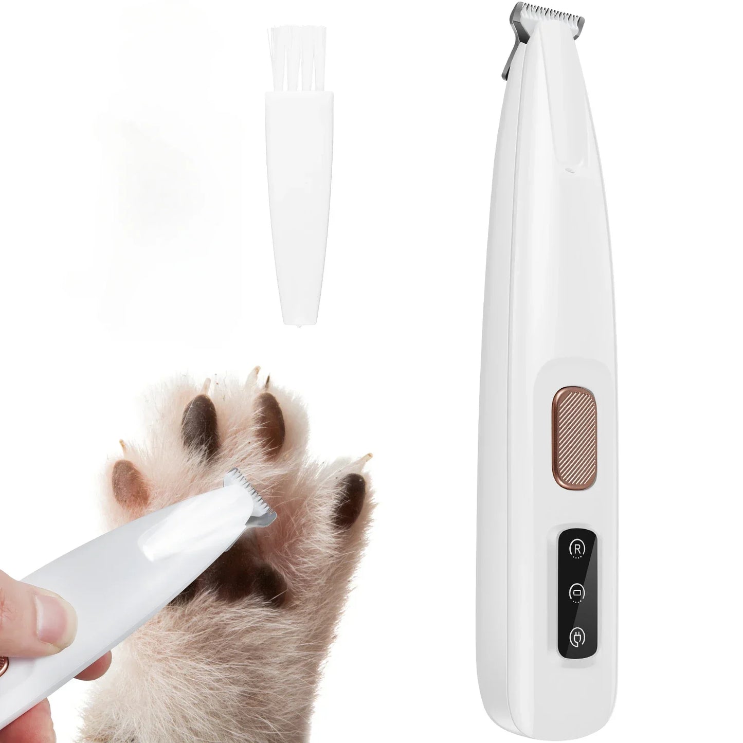 Cordless Dog Paw Trimmer with LED Light — Waterproof, 18mm Blade, LED Display