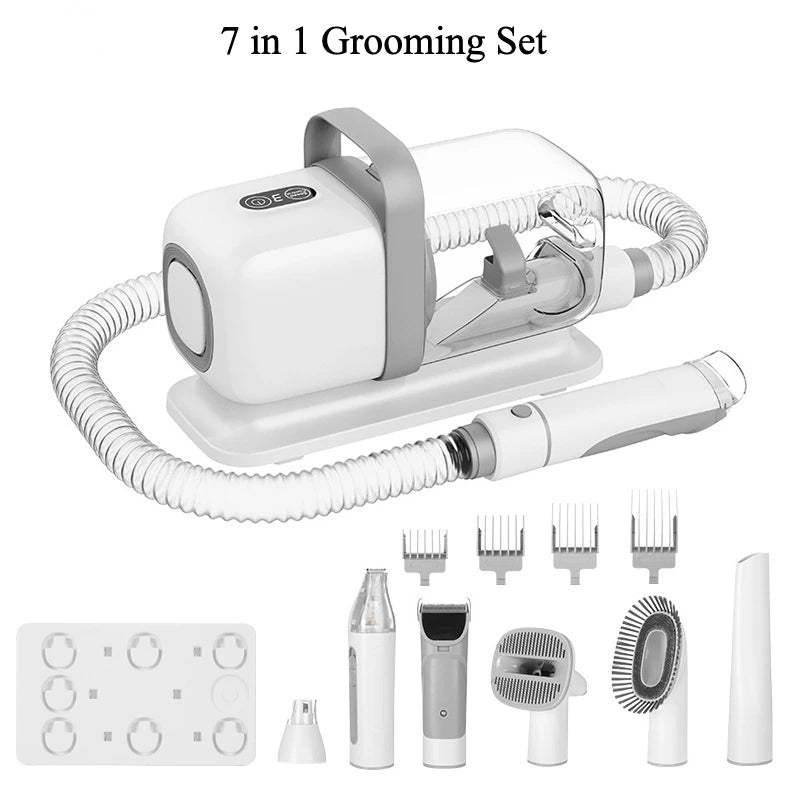 7-in-1 Pet Grooming Vacuum Kit - Professional Clippers and Shedding Tools for Dogs and Cats