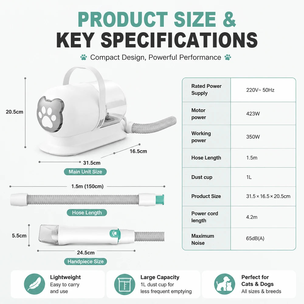 Pet Grooming Vacuum & Clipper Kit