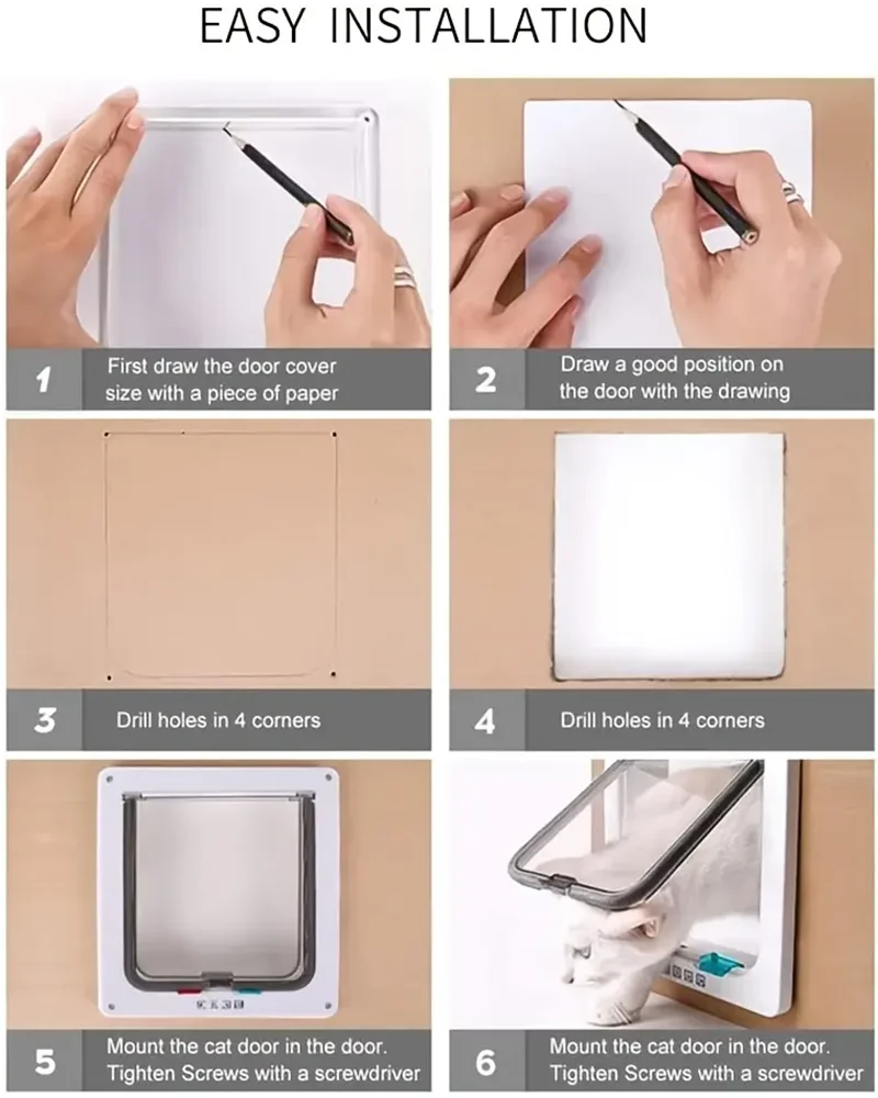 4-Way Locking Weatherproof Pet Flap Door