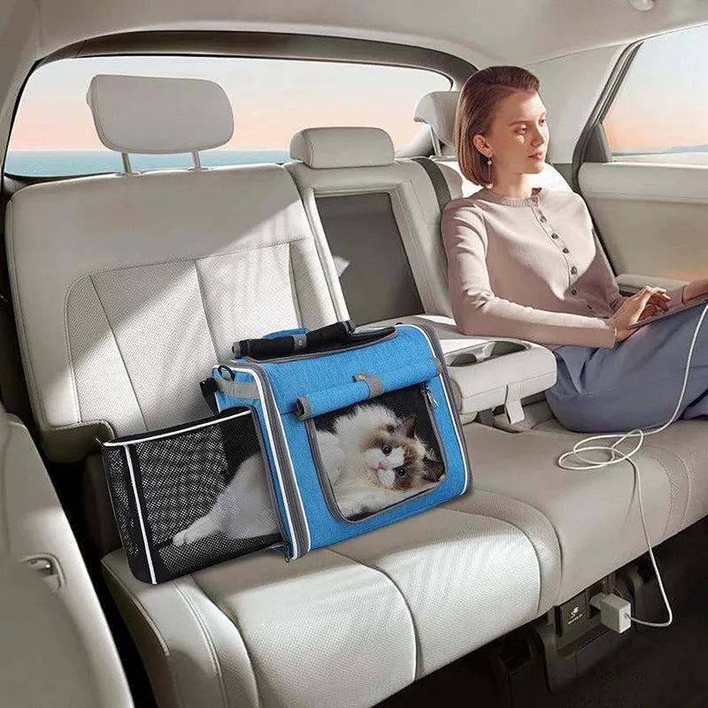 Foldable Mesh Pet Carrier for Cats & Small Dogs
