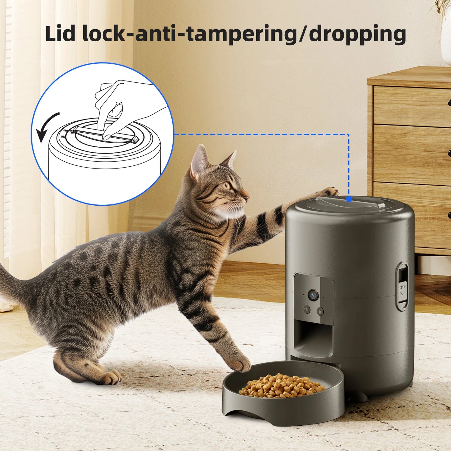 Distributeur automatique de nourriture pour chats 2 L avec vidéo, alimentation intelligente chronométrée et quantitative, gamelle pour chats, chiens et animaux de compagnie contrôlée par application