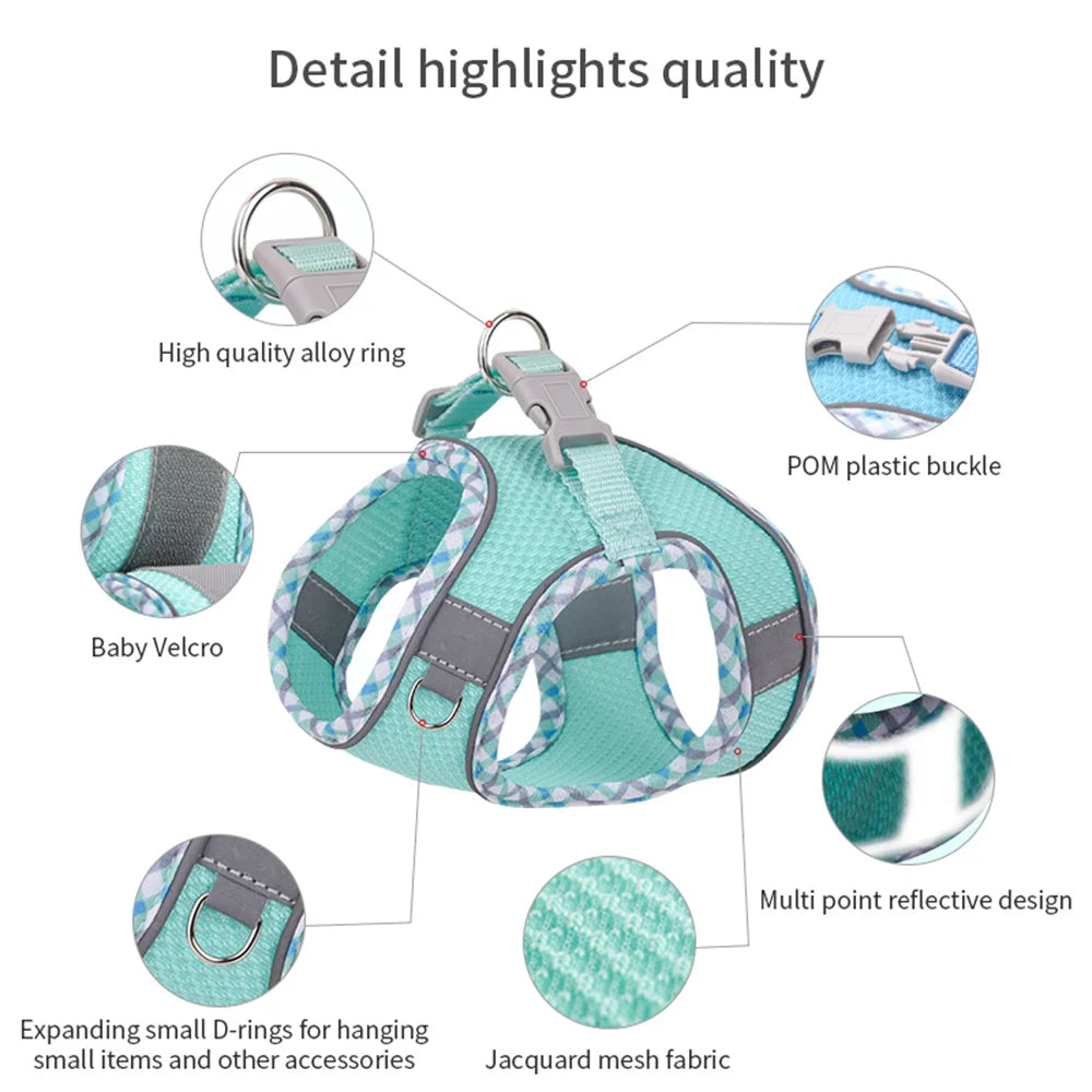 Reflective Mesh Harness & Leash Set for Cats & Small Dogs