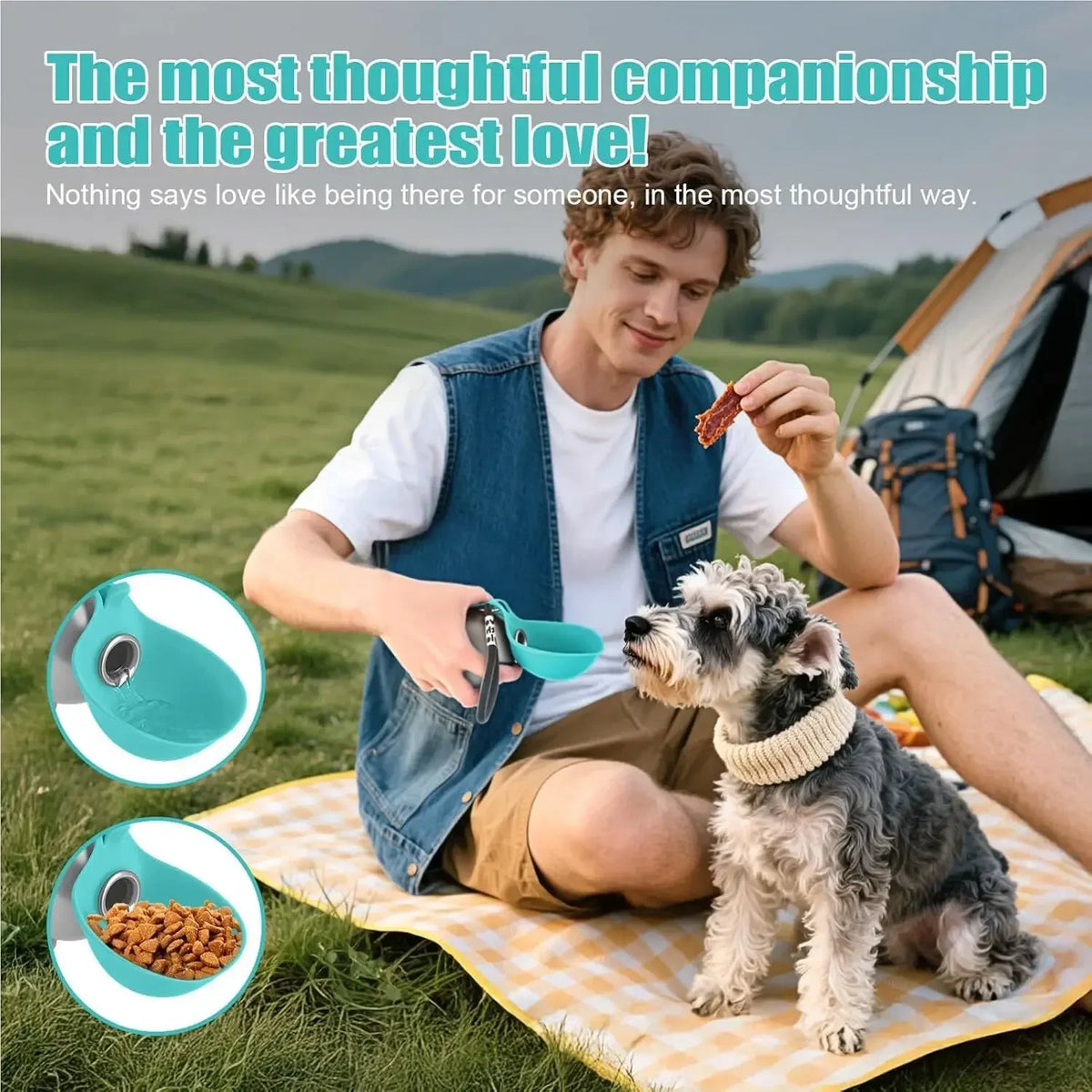 2-in-1 Stainless Steel Dog Water Bottle with Collapsible Bowl & Ball Valve — 285ml