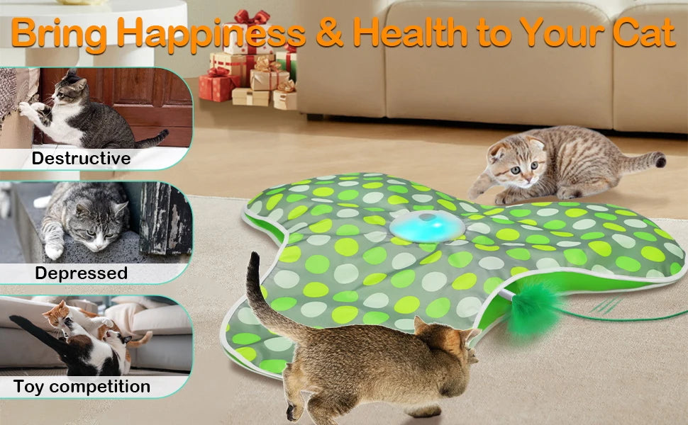 Jouet interactif pour chat - Plume mobile rechargeable et souris couineuse