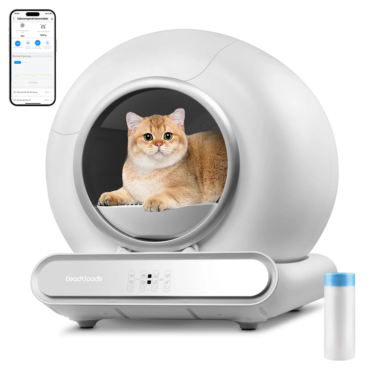 65L Self-Cleaning Cat Litter Box | Wi-Fi & App Control | Ozone Odour Control | UK Plug