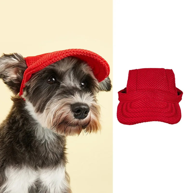 Mesh Dog & Cat Baseball Sun Cap with Ear Holes | Adjustable Outdoor Summer Sunhat for Puppies & Small to Large Dogs