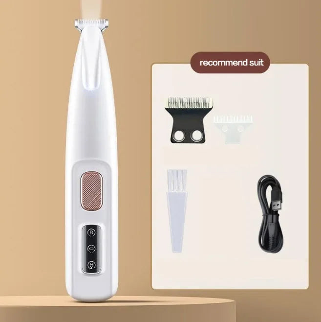 Cordless Dog Paw Trimmer with LED Light — Waterproof, 18mm Blade, LED Display