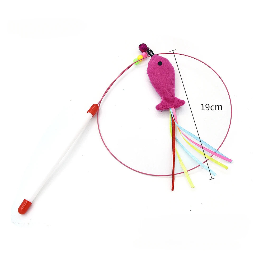 Interactive Feather Wand Cat Toy - Wire Teaser Stick for Kittens