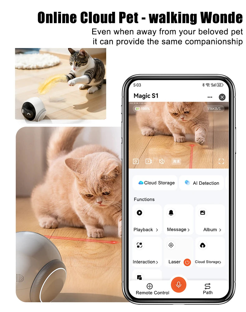 Auto-Charging Robot Pet Camera with HD 5G Wi-Fi & Night Vision