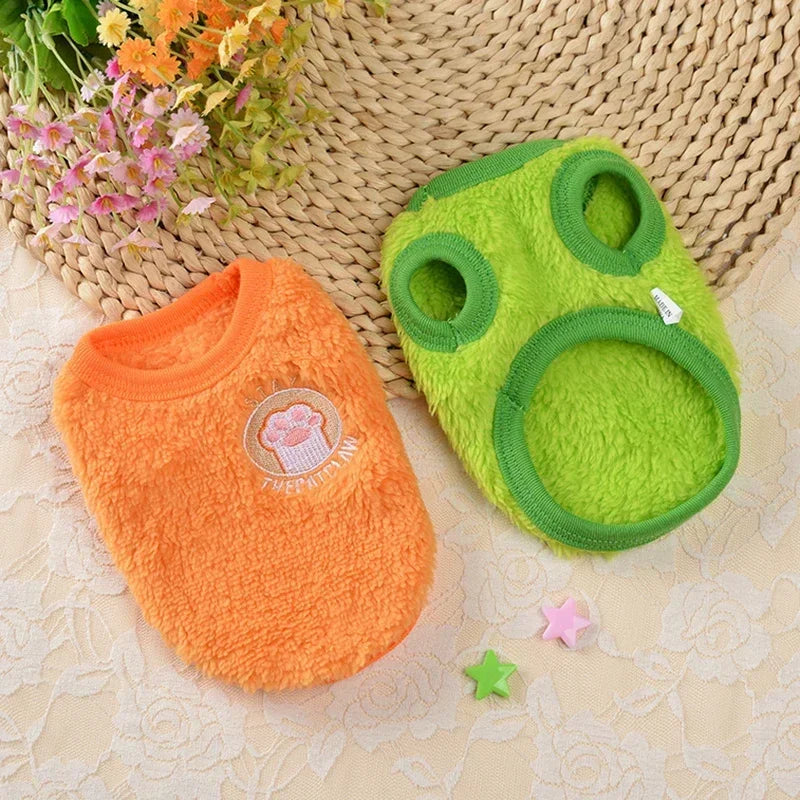 Cartoon Print Plush Vest for Small Animals & Kittens