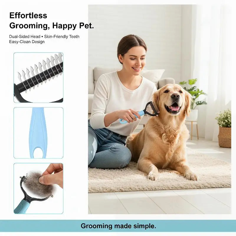 2-Sided Pet Deshedding & Dematting Brush