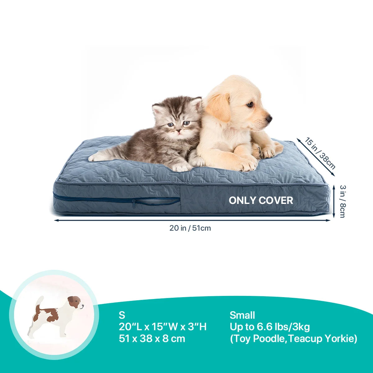 Orthopedic Dog Bed Washable Cover — Multi-Needle Quilted Foam Mat for Large Dogs & Crates