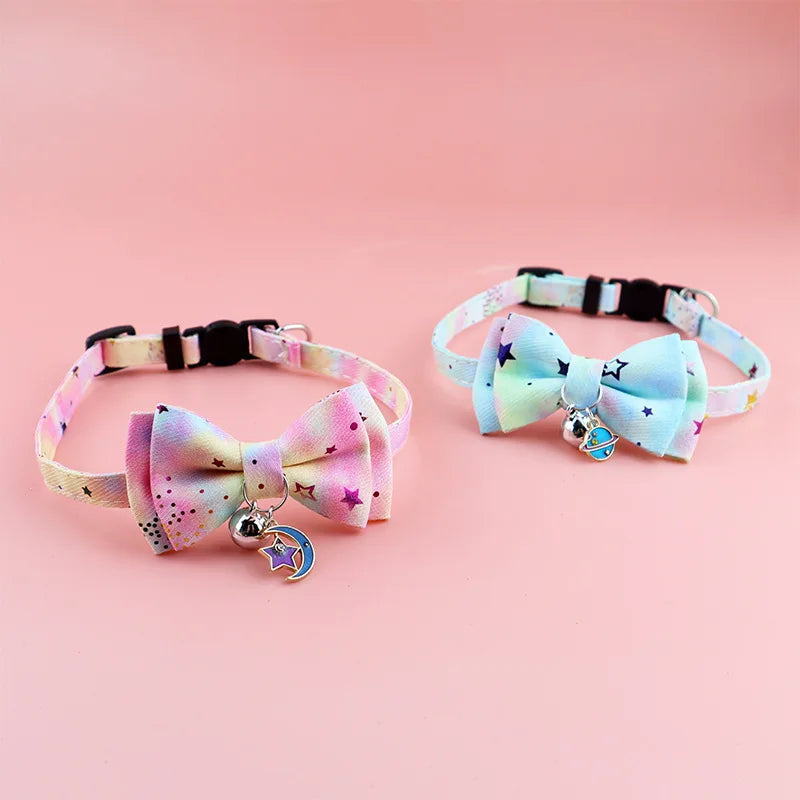 Colourful Butterfly & Star Pet Collar with Bell