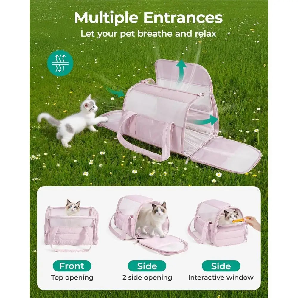 Quilted Pet Carrier with Mesh Panels & Removable Pad