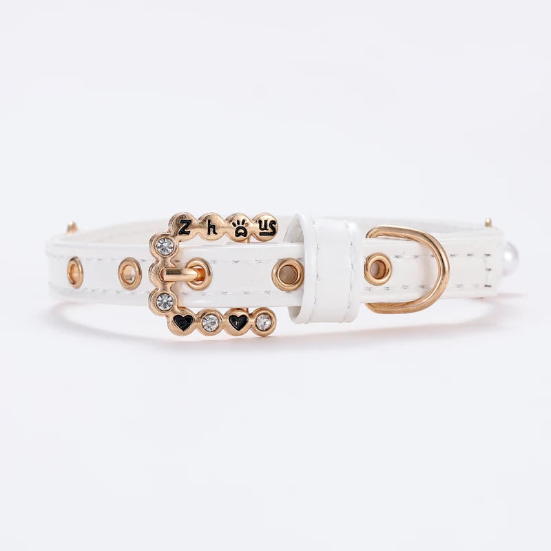 Rhinestone & Pearl Cat Collar Necklace