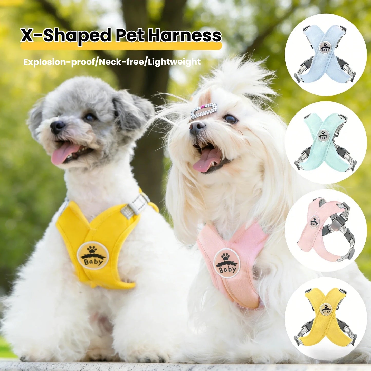 Harnais et laisse réfléchissants pour chien en forme de X | Gilet réglable à libération rapide pour petits et moyens chiens