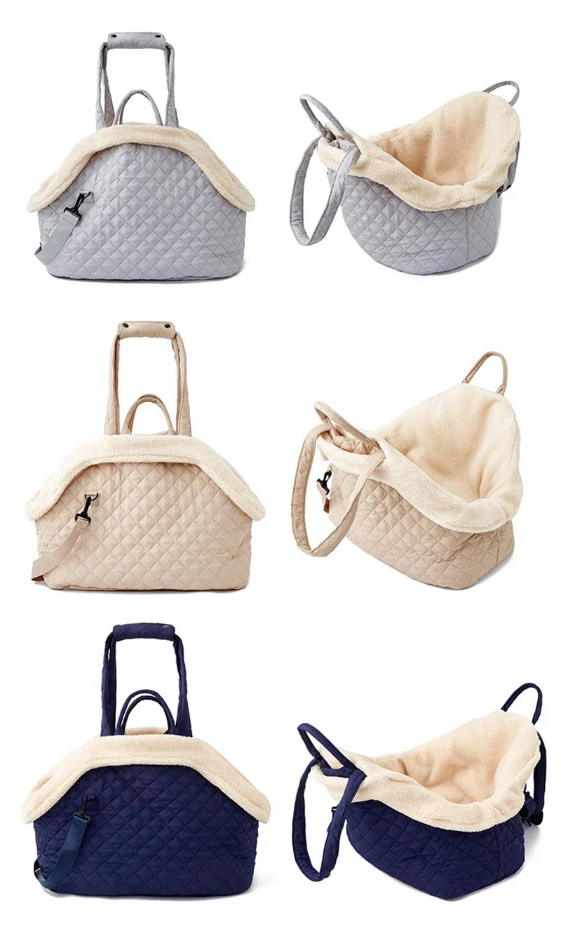 Plush Pet Carrier Handbag for Cats & Small Dogs
