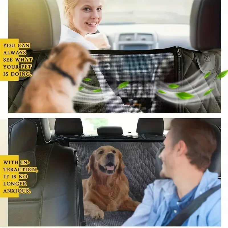 Housse de siège de voiture hamac imperméable antidérapante pour chien avec fenêtre en filet