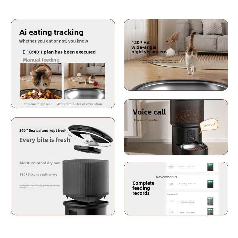 Smart Automatic Pet Feeder with HD Camera & Voice Control — Wi-Fi Remote Timed Food Dispenser