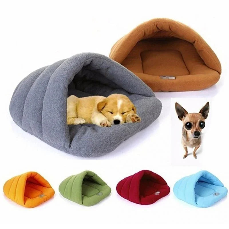 Slipper-Shaped Cave Pet Bed – Warm Cotton Nest for Cats & Small Dogs