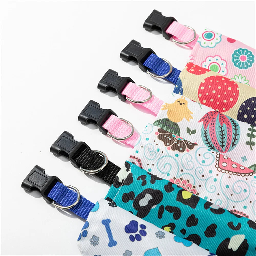 Cute Print Cat Dog Collar with Bandanas for Small Dogs Yorkshire Chihuahua Puppy Triangular Bandage Pet Accessories Supplies