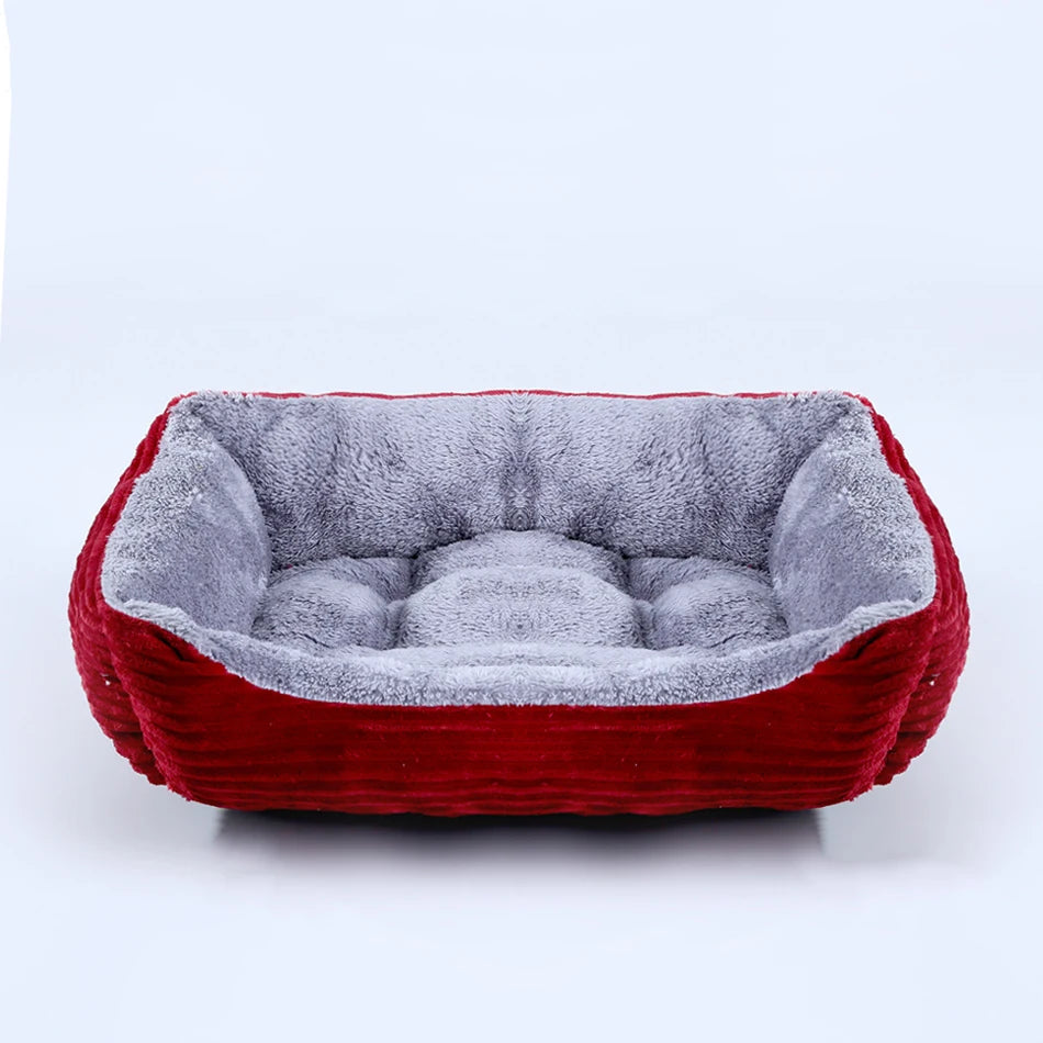 Square Plush Calming Dog & Cat Bed – Waterproof Oxford Sofa Cushion for Small & Medium Pets