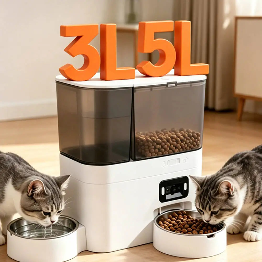 5L+3L Smart Automatic Pet Feeder with WiFi, Camera & Water Dispenser