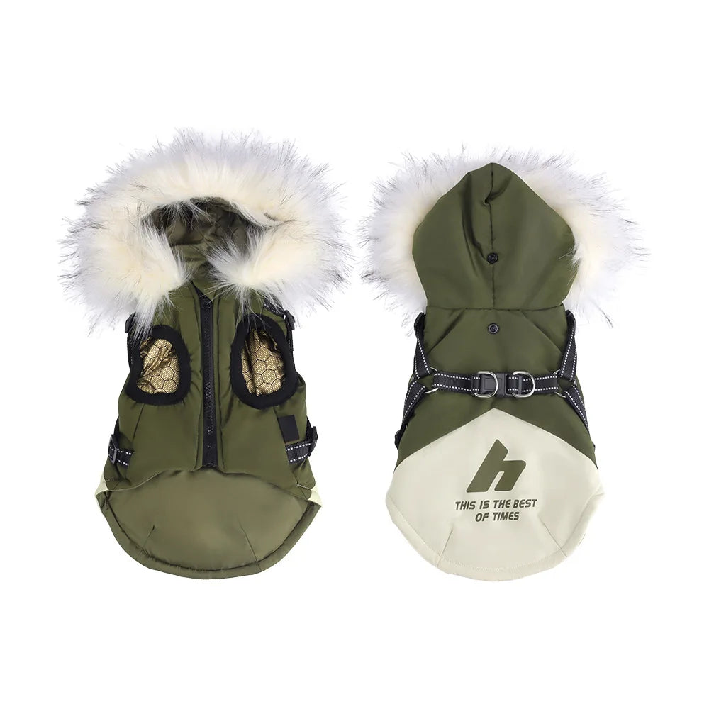 Fleece Hooded Dog Jacket – Warm Plush Winter Coat for Dogs & Cats