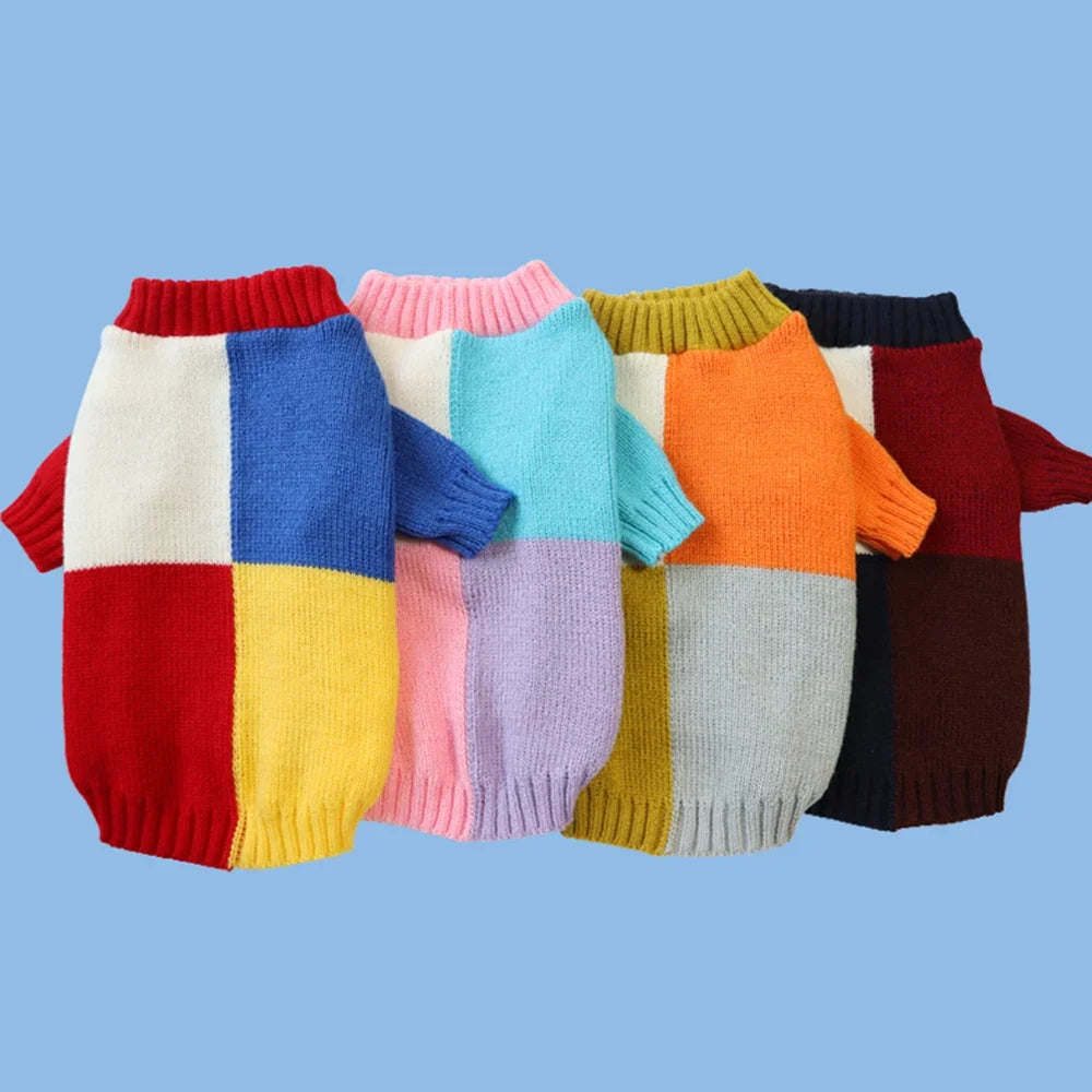 Colour-Block Knitted Sweater for Small Dogs & Cats