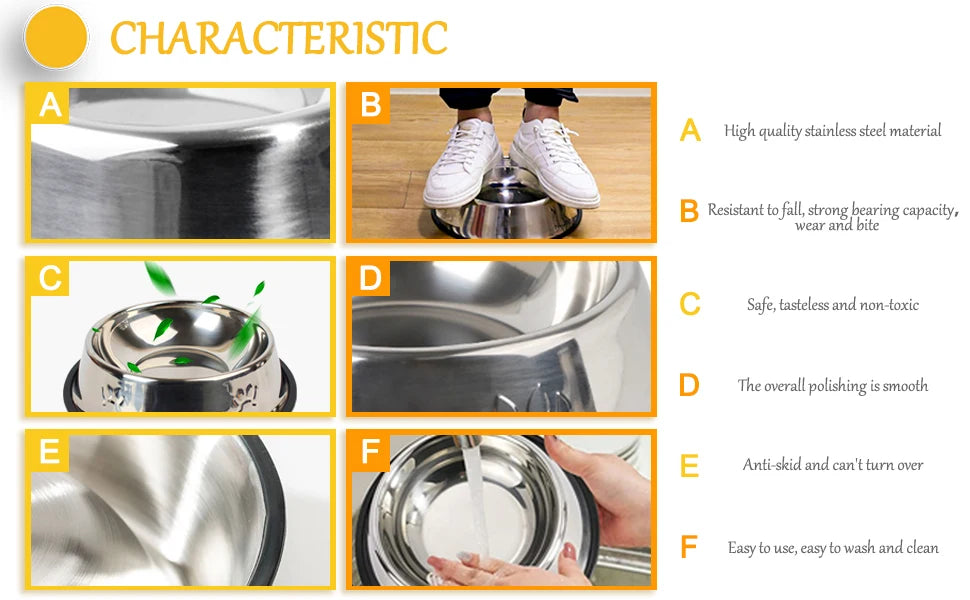 Stainless Steel Pet Bowls Set - 2 Pack Non-Slip Stackable Dishes