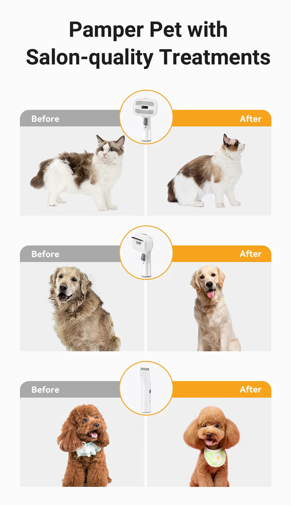 5-in-1 Pet Grooming Vacuum Kit — Smart Touch, 3-Speed Suction for Cats & Dogs